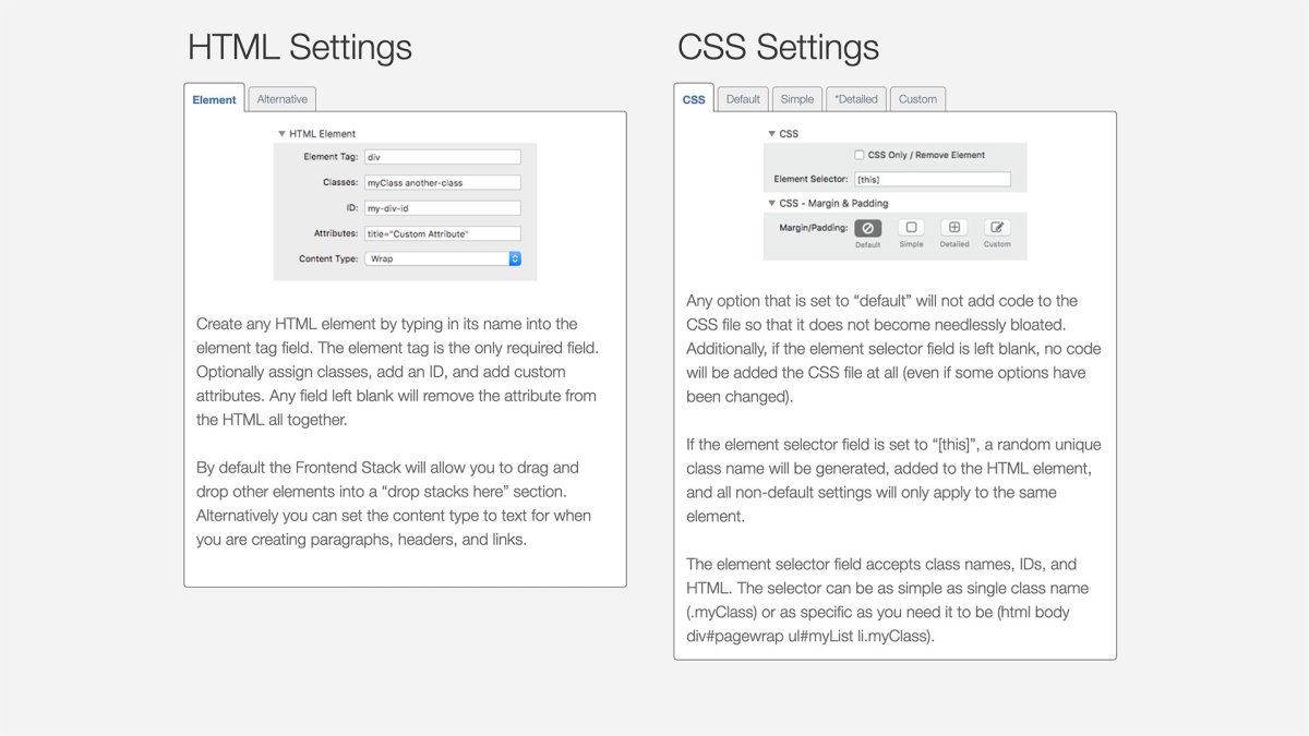 Frontend stacks addon by one little designer